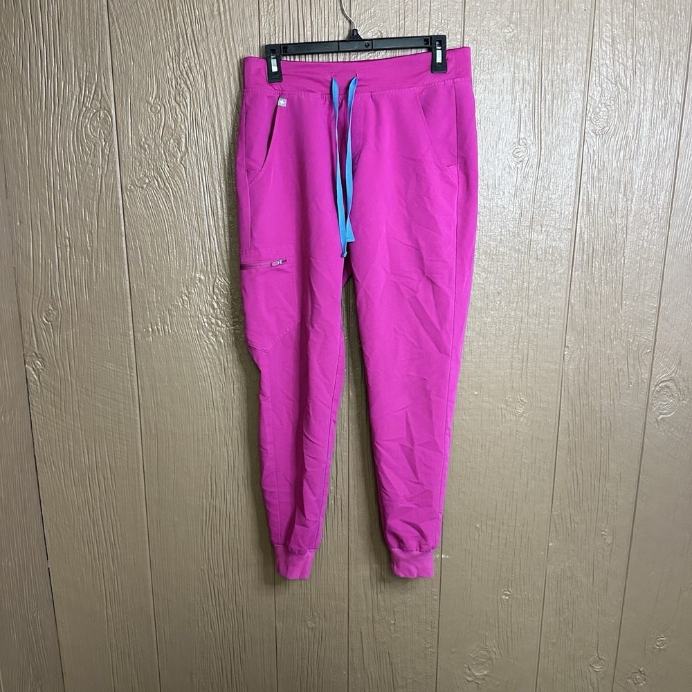 Figs Pink Joggers with Blue Drawstring